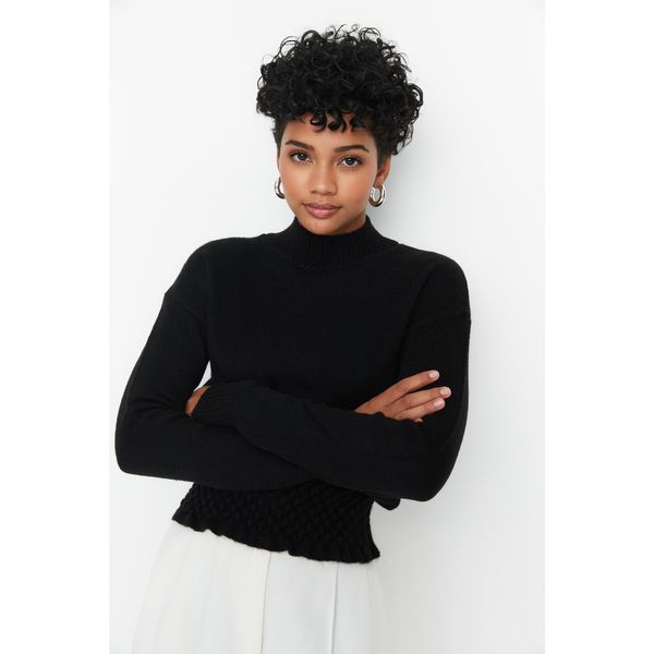 Trendyol Trendyol Black Straight Collar Knitwear Sweater