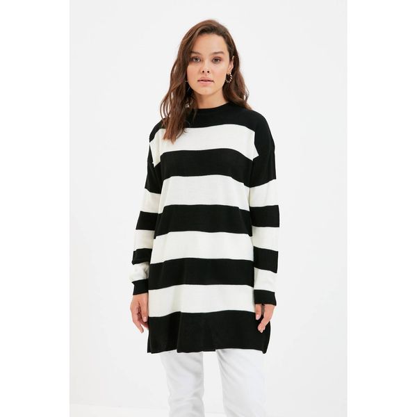 Trendyol Trendyol Black Striped Crew Neck Long Knitwear Sweater