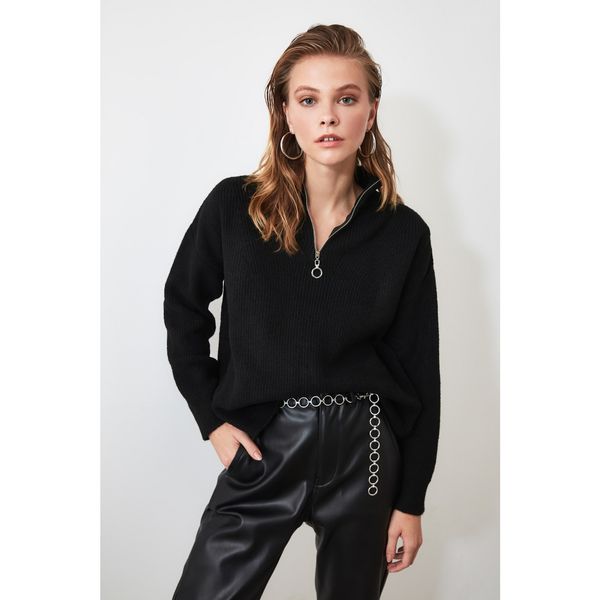 Trendyol Trendyol Black Sweter z dzianiny Zip