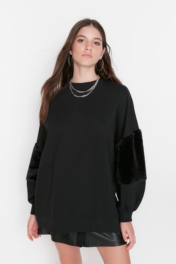 Trendyol Trendyol Black Thin Oversize Knitted Sweatshirt