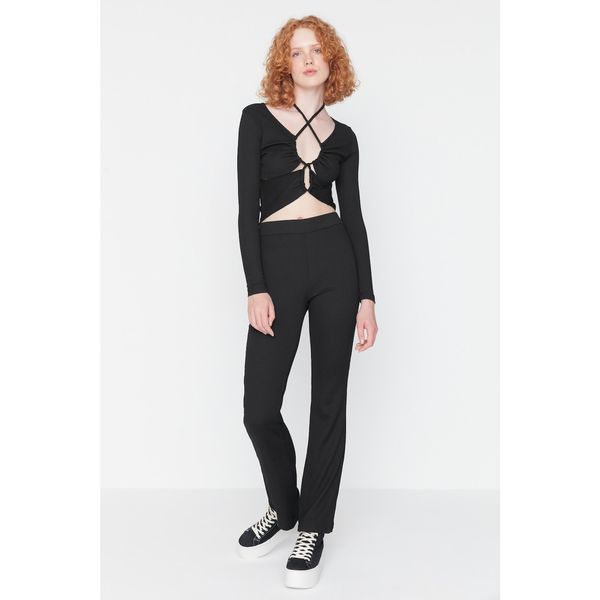 Trendyol Trendyol Black Tie Detailed Knitted Bottom-Top Set