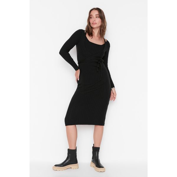 Trendyol Trendyol Black Tie Detailed Knitwear Dress