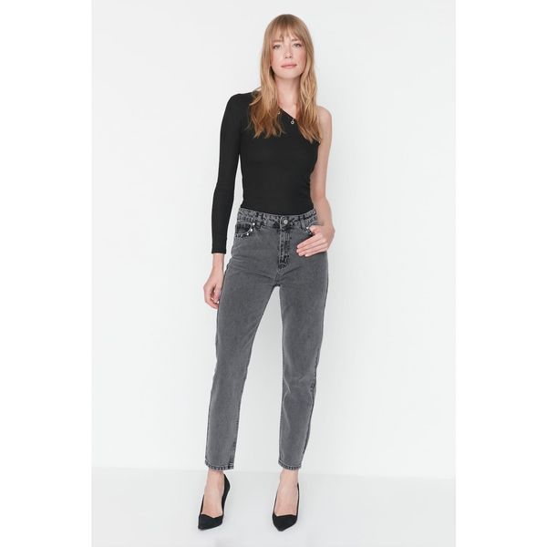 Trendyol Trendyol Black Trock Detailed High Waist Mom Jeans