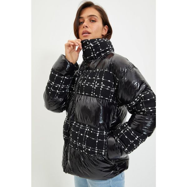 Trendyol Trendyol Black Tweed Detailed Shiny Oversize Down Jacket