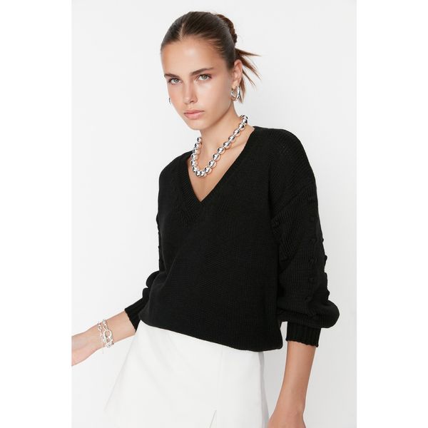 Trendyol Trendyol Black V Neck Knitwear Sweater