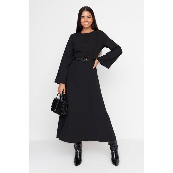 Trendyol Trendyol Black Waist Belt A-Line Woven Dress