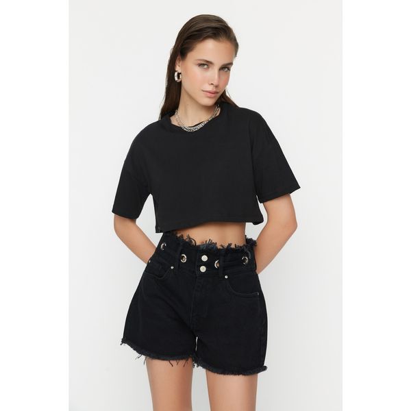 Trendyol Trendyol Black Waist Detailed Denim Shorts