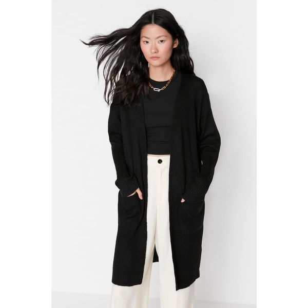 Trendyol Trendyol Black Wool Pocket Detailed Knitwear Cardigan