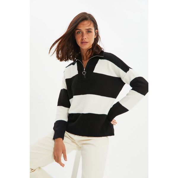 Trendyol Trendyol Black Zippered Knitwear Sweater