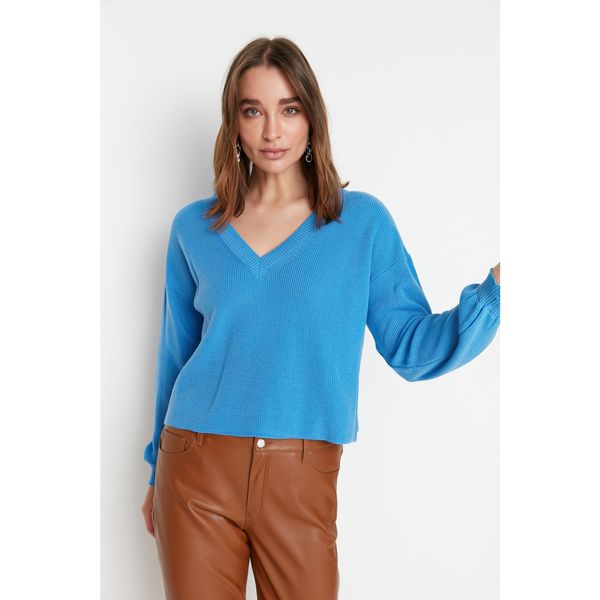 Trendyol Trendyol Blue Balloon Sleeve Knitwear Sweater