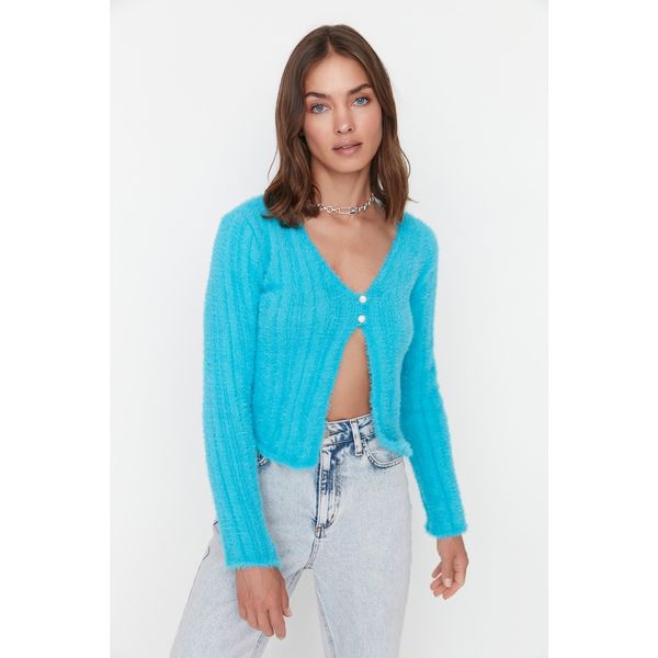 Trendyol Trendyol Blue Beard Yarn Knitwear Cardigan