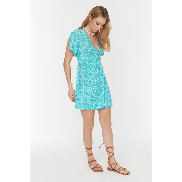 Trendyol Trendyol Blue Belted Petite Double Breasted Dress