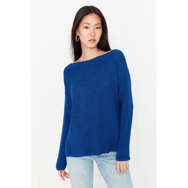 Trendyol Trendyol Blue Boat Collar Knitwear Sweater