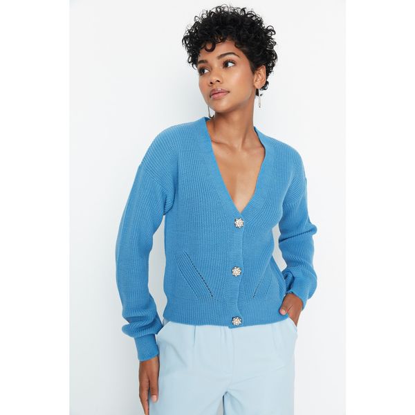 Trendyol Trendyol Blue Button Detailed Knitwear Cardigan