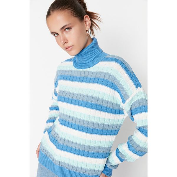 Trendyol Trendyol Blue Color Block Knitwear Sweater