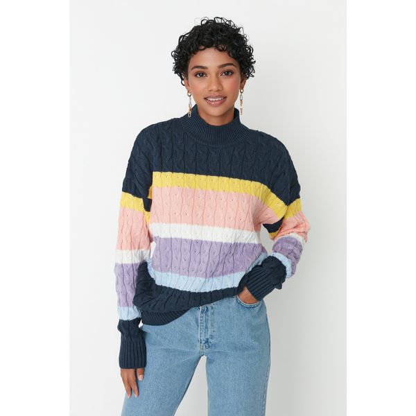 Trendyol Trendyol Blue Color Block Knitwear Sweater