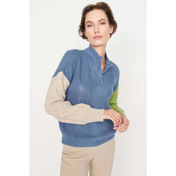 Trendyol Trendyol Blue Color Block Knitwear Sweater