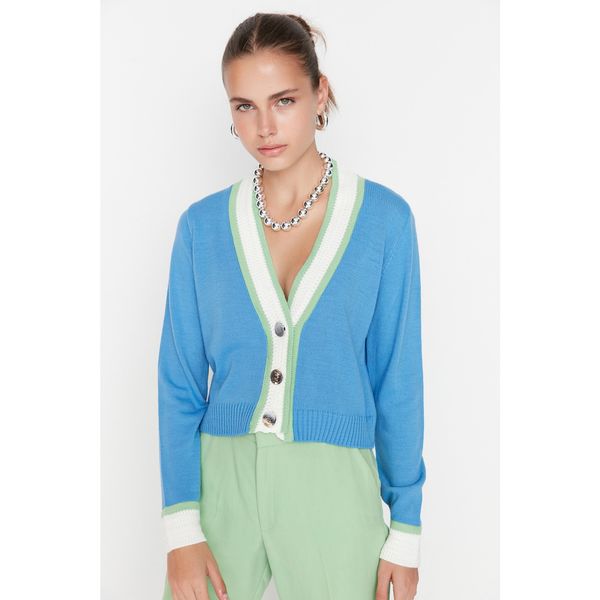 Trendyol Trendyol Blue Crop Knitwear Cardigan