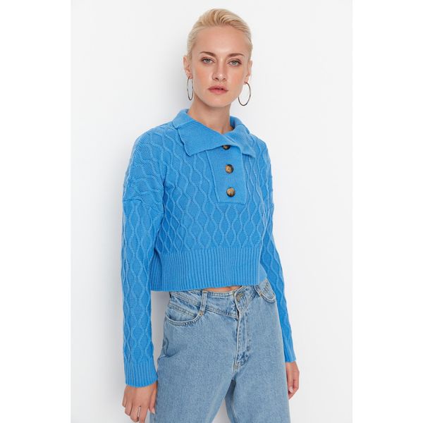 Trendyol Trendyol Blue Crop Knitwear Sweater