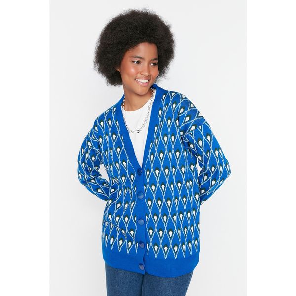 Trendyol Trendyol Blue Jacquard Knitwear Cardigan