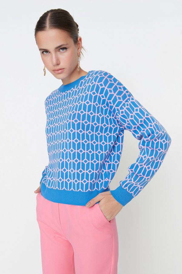 Trendyol Trendyol Blue Jacquard Knitwear Sweater