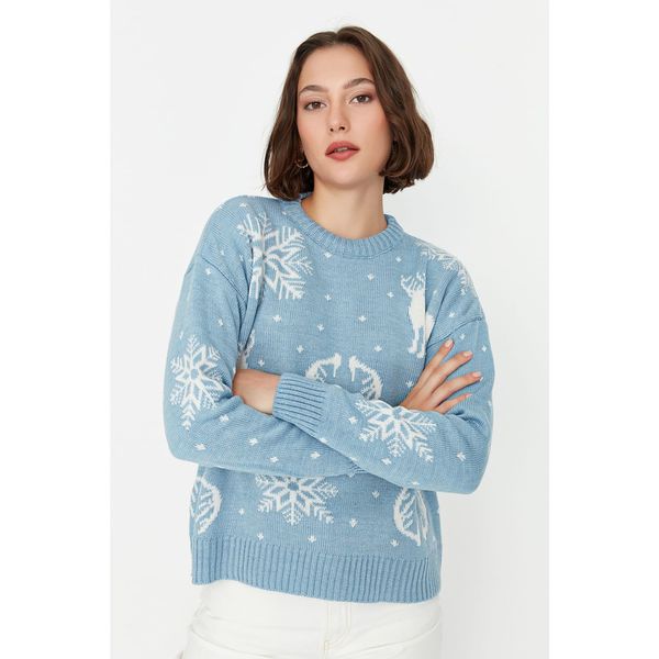 Trendyol Trendyol Blue Jacquard Knitwear Sweater