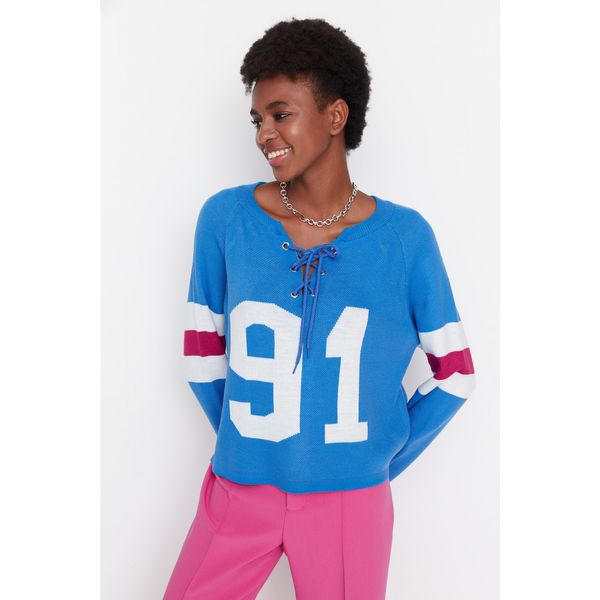 Trendyol Trendyol Blue Jacquard Knitwear Sweater