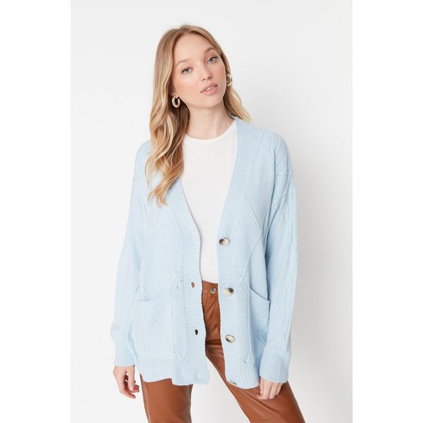 Trendyol Trendyol Blue Knitted Detailed Knitwear Cardigan