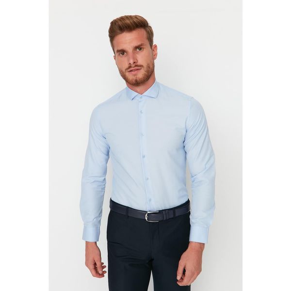 Trendyol Trendyol Blue Men Regular Fit Half Italian Collar Dobby Basic Shirt