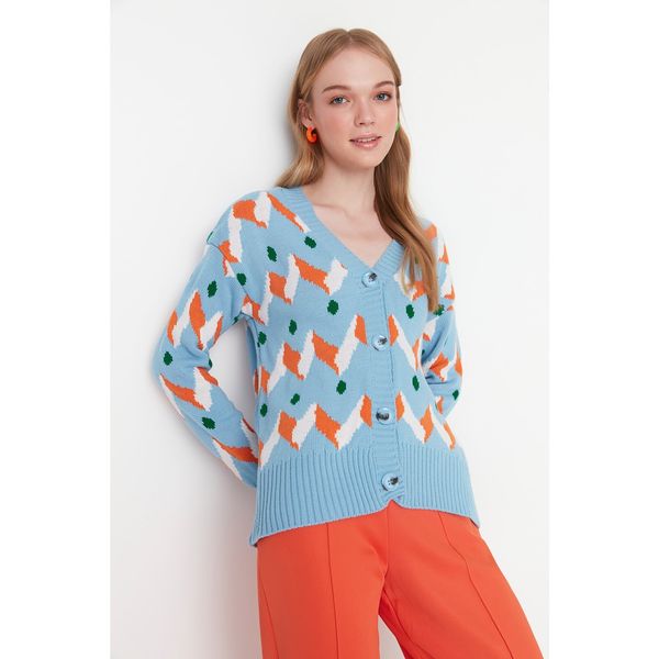 Trendyol Trendyol Blue Patterned Knitwear Cardigan