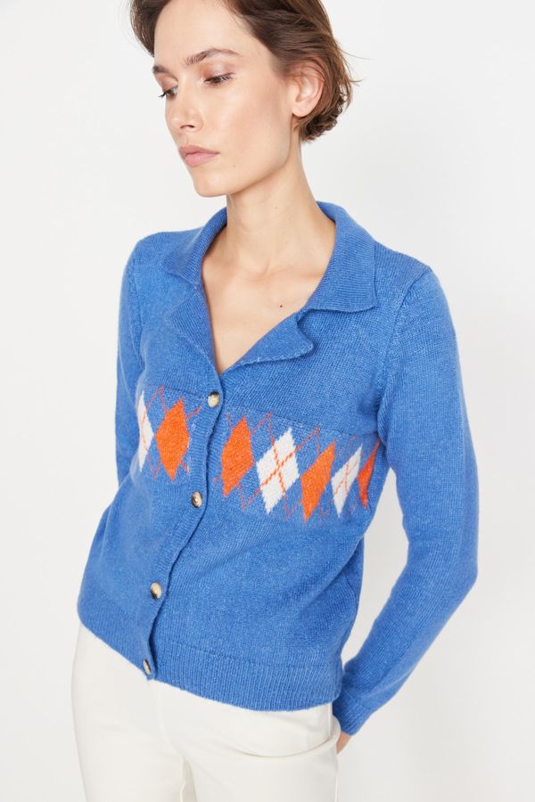 Trendyol Trendyol Blue Patterned Knitwear Cardigan