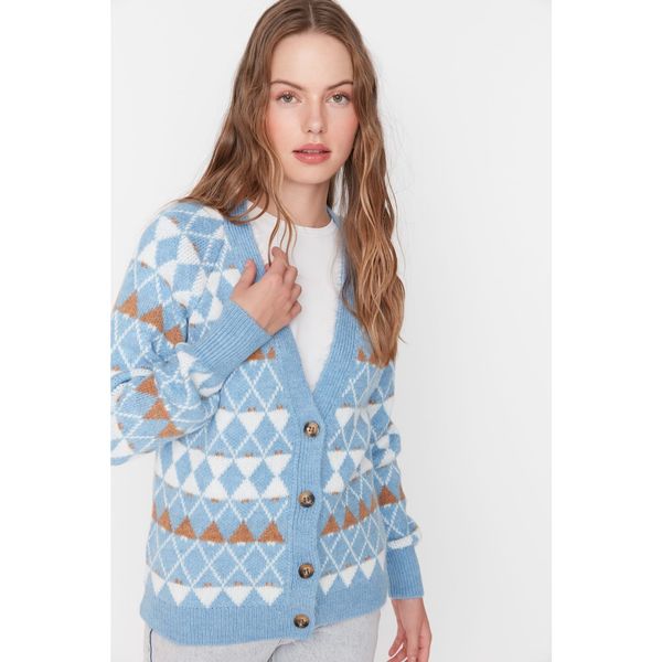 Trendyol Trendyol Blue Patterned Knitwear Cardigan
