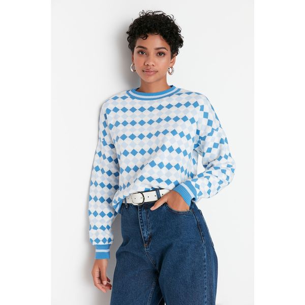 Trendyol Trendyol Blue Patterned Knitwear Sweater