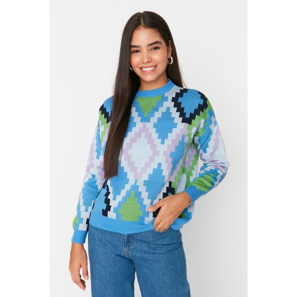 Trendyol Trendyol Blue Patterned Knitwear Sweater