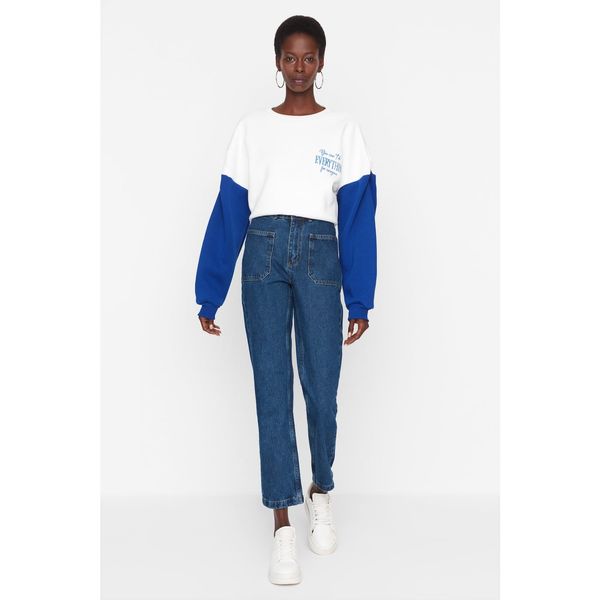 Trendyol Trendyol Blue Pocket Detailed High Waist Bootcut Jeans