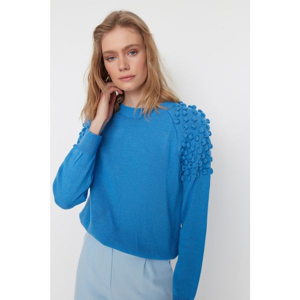 Trendyol Trendyol Blue Pompom Detailed Knitwear Sweater