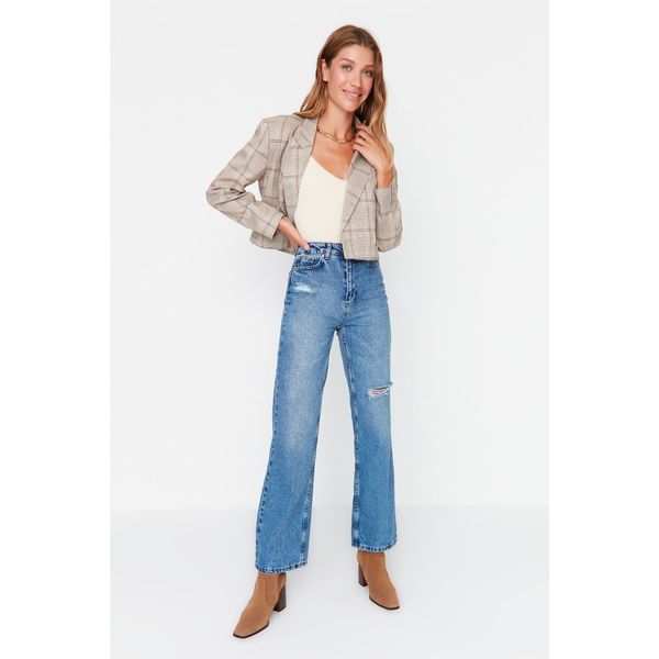 Trendyol Trendyol Blue Ripped High Waist 90's Wide Leg Jeans