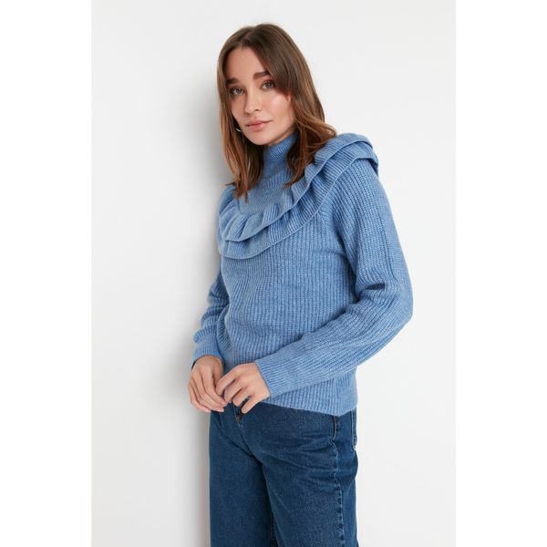 Trendyol Trendyol Blue Ruffle Knitwear Sweater