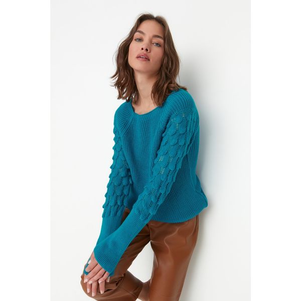 Trendyol Trendyol Blue Sleeve Detailed Knitwear Sweater