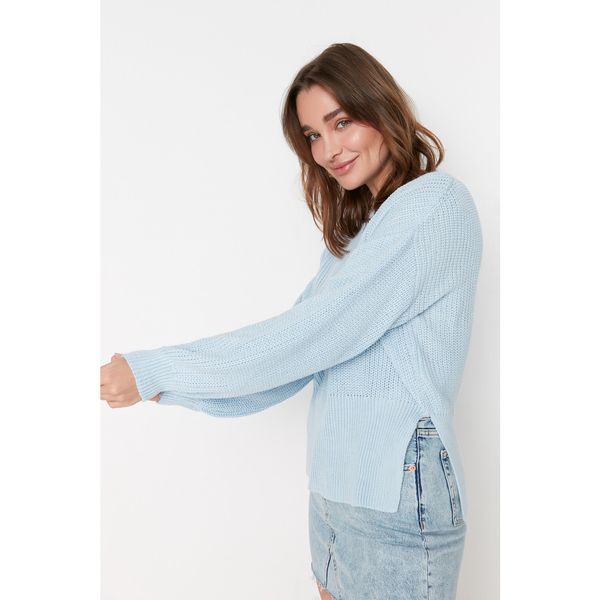 Trendyol Trendyol Blue Slit Detailed Knitwear Sweater