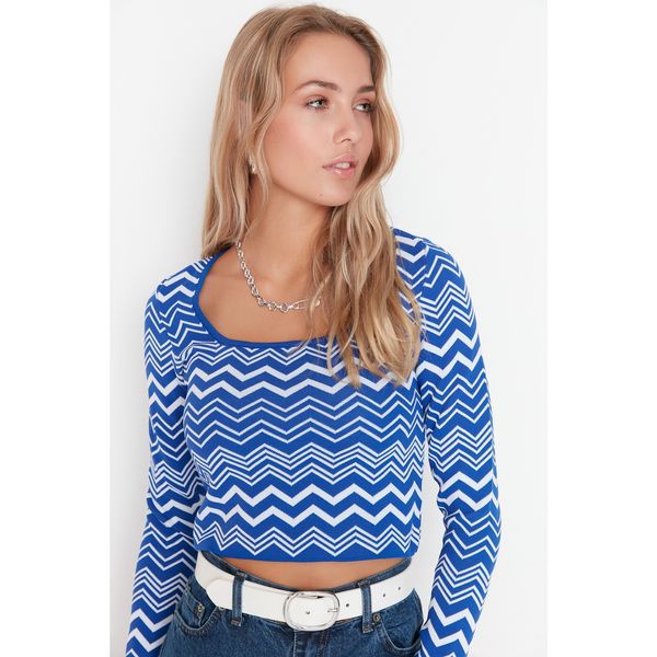 Trendyol Trendyol Blue Square Collar Knitwear Sweater