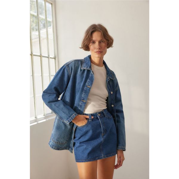 Trendyol Trendyol Blue Sustainable Oversize Denim Jacket