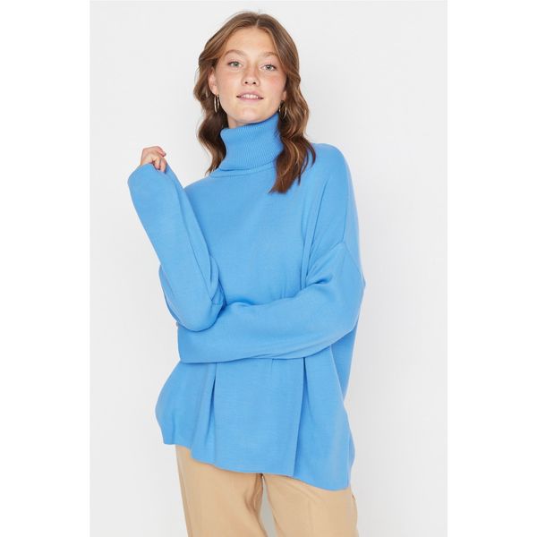 Trendyol Trendyol Blue Turtleneck Oversize Knitwear Sweater