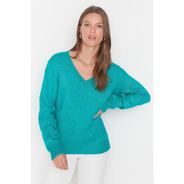 Trendyol Trendyol Blue V-Neck Knitwear Sweater