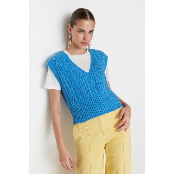 Trendyol Trendyol Blue V Neck Knitwear Sweater