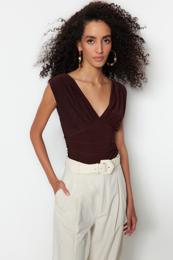 Trendyol Trendyol Bodysuit - Brown - Fitted