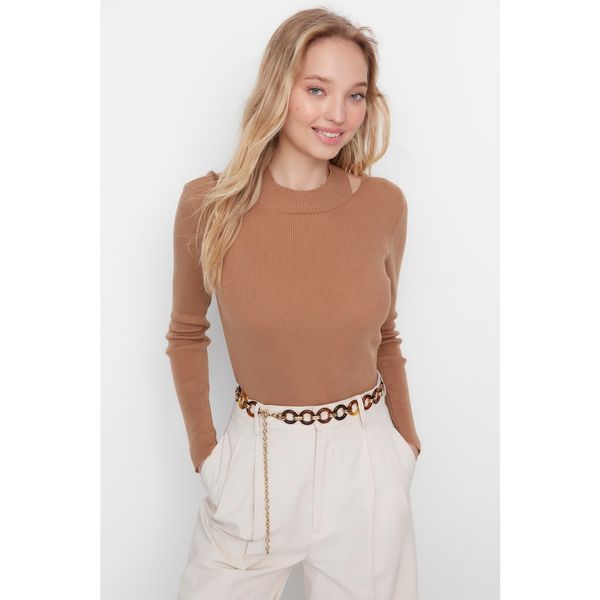 Trendyol Trendyol Brown Back Detailed Knitwear Sweater