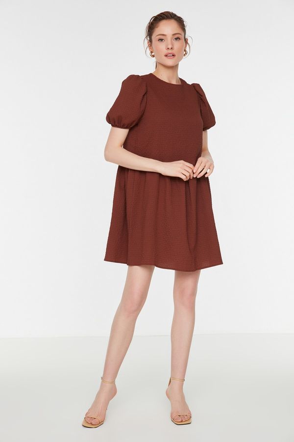 Trendyol Trendyol Brown Balloon Sleeve Wide Cut Dress