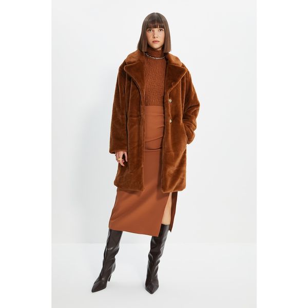 Trendyol Trendyol Brown Belted Plush Coat