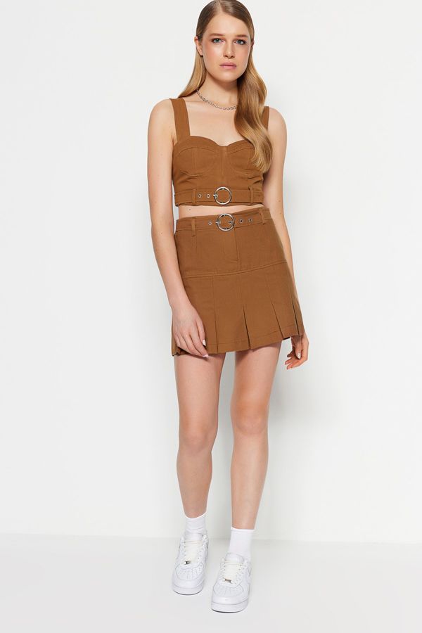 Trendyol Trendyol Brown Belted Skirt